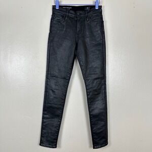 AG Adriano‎ Goldschmied Women's 23 Farrah Skinny Ankle Coated Jeans Dark Grey